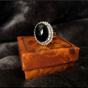 Vintage Gold Plated Black Onyx Ring